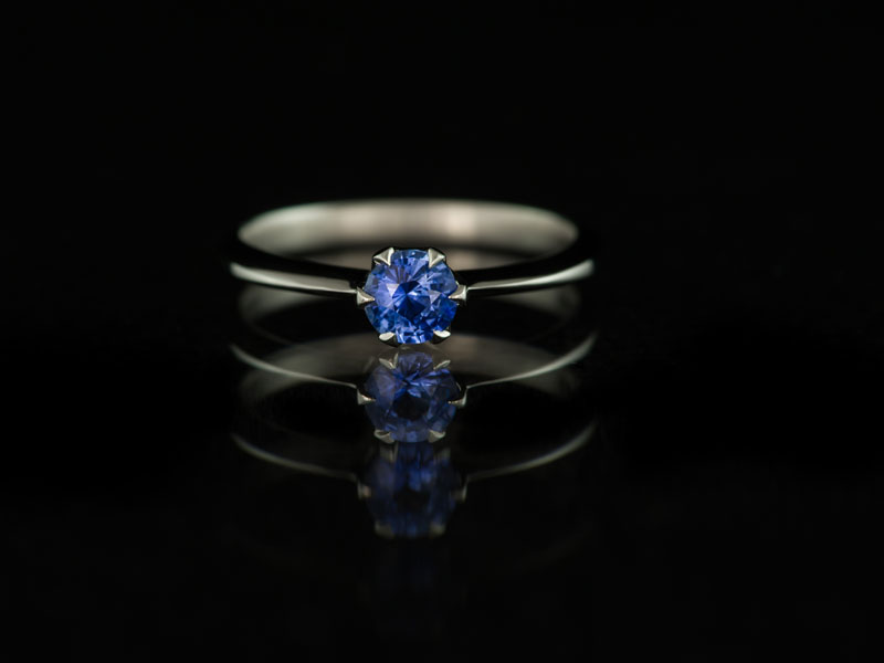 Platinum ring with sapphire solitaire